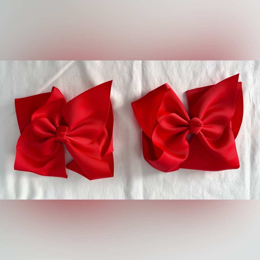 NEW Red Cross Grain Ribbon Hair Bows – 3” Alligator Clips (Set of 2)